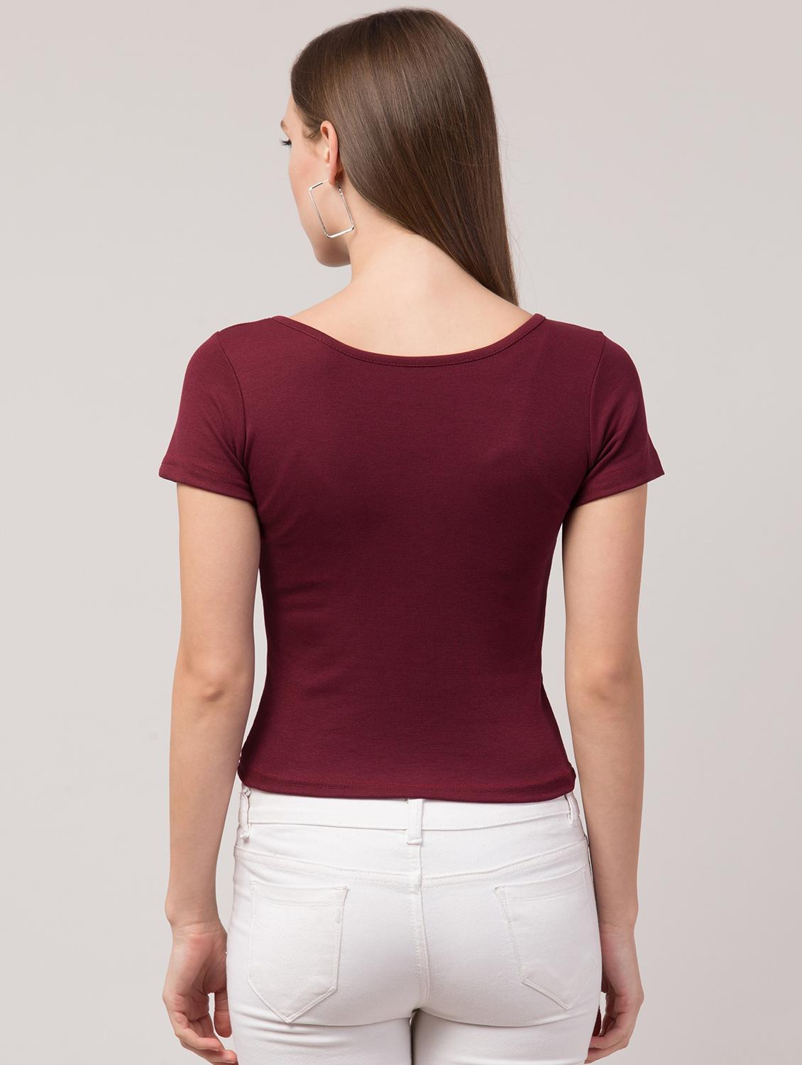 maroon cotton lycra regular top - 17586304 - Zoom Image - 3