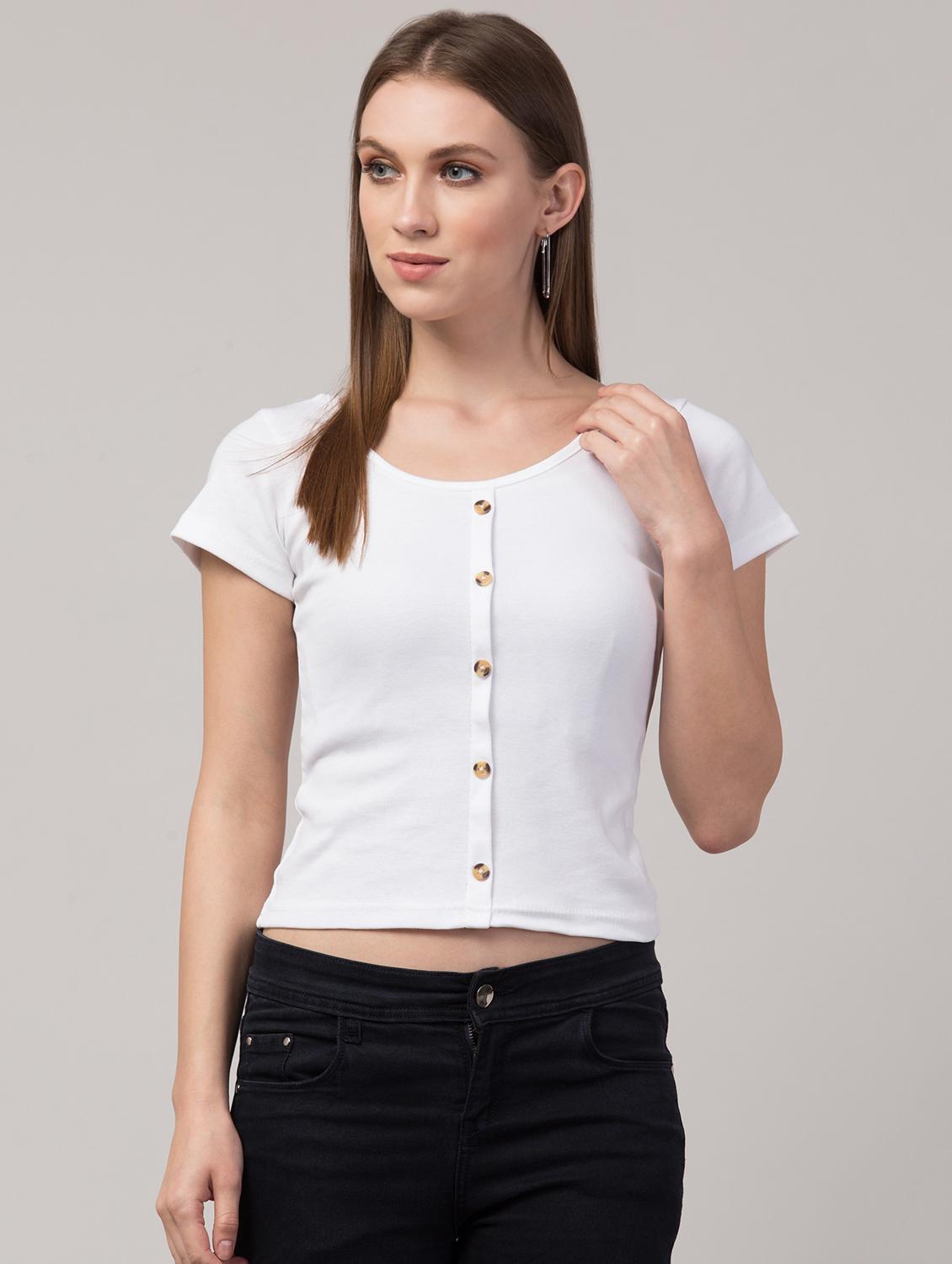 white cotton lycra regular top - 17586307 - Zoom Image - 1
