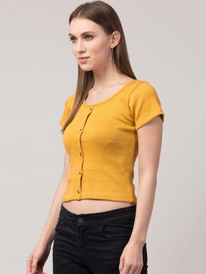 yellow cotton lycra regular top - 17586308 - Standard Image - 2