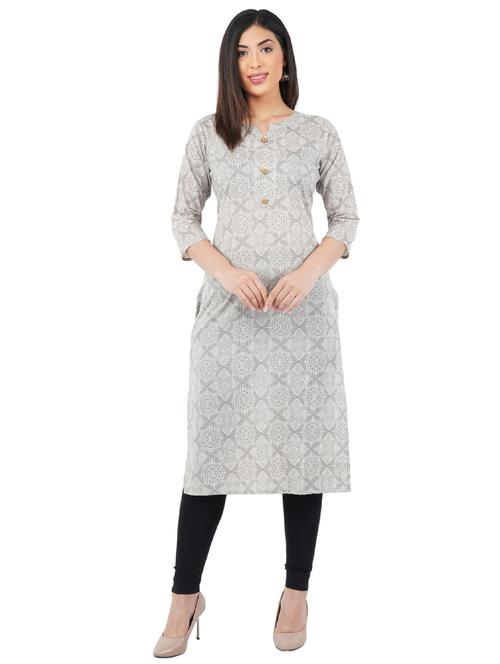 turquoise printed straight kurta - 17586557 - Standard Image - 1