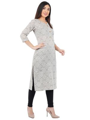turquoise printed straight kurta - 17586557 - Standard Image - 2