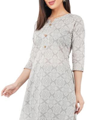 turquoise printed straight kurta - 17586557 - Standard Image - 4