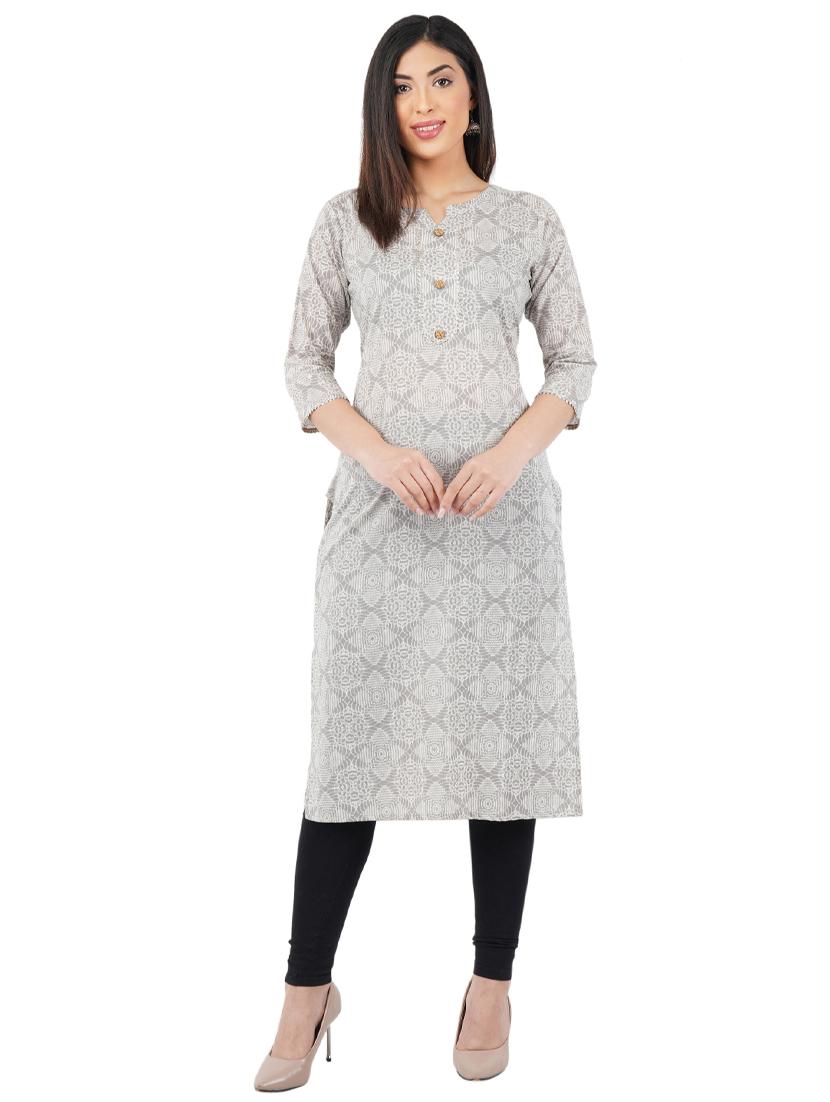 turquoise printed straight kurta - 17586557 - Zoom Image - 1
