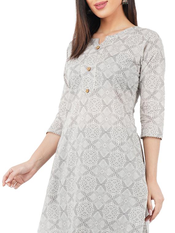 turquoise printed straight kurta - 17586557 - Zoom Image - 4