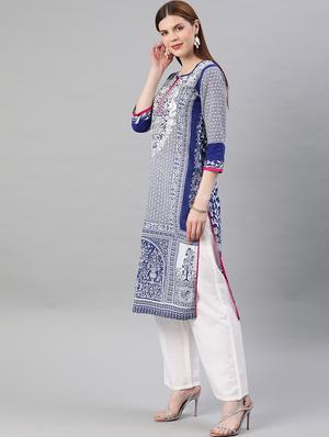 printed straight kurta - 17586584 - Standard Image - 2