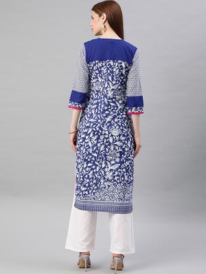printed straight kurta - 17586584 - Standard Image - 3