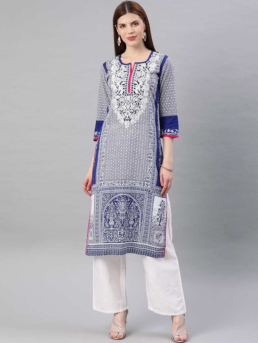 printed straight kurta - 17586584 - Zoom Image - 1