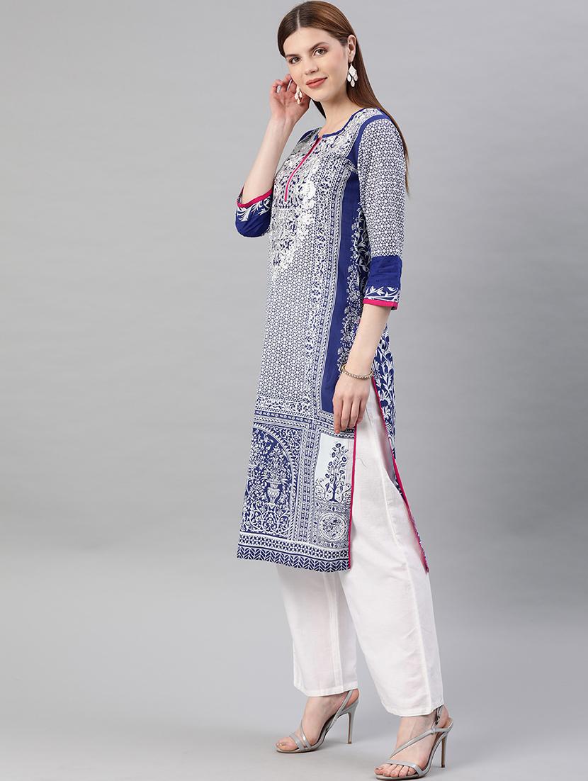 printed straight kurta - 17586584 - Zoom Image - 2
