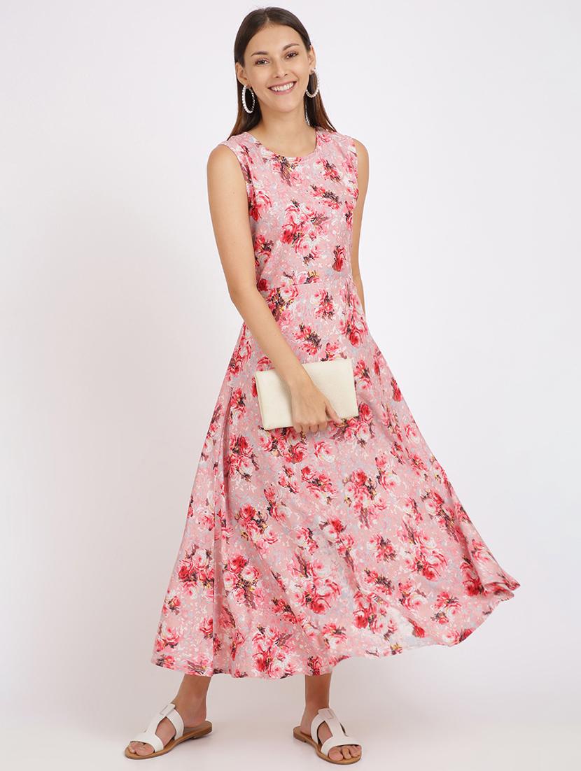 round neck floral maxi dress - 17586619 - Zoom Image - 3