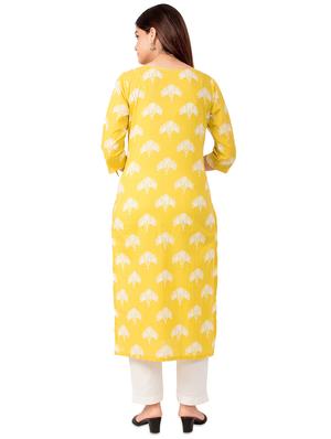 mustard printed straight kurta - 17586885 - Standard Image - 3