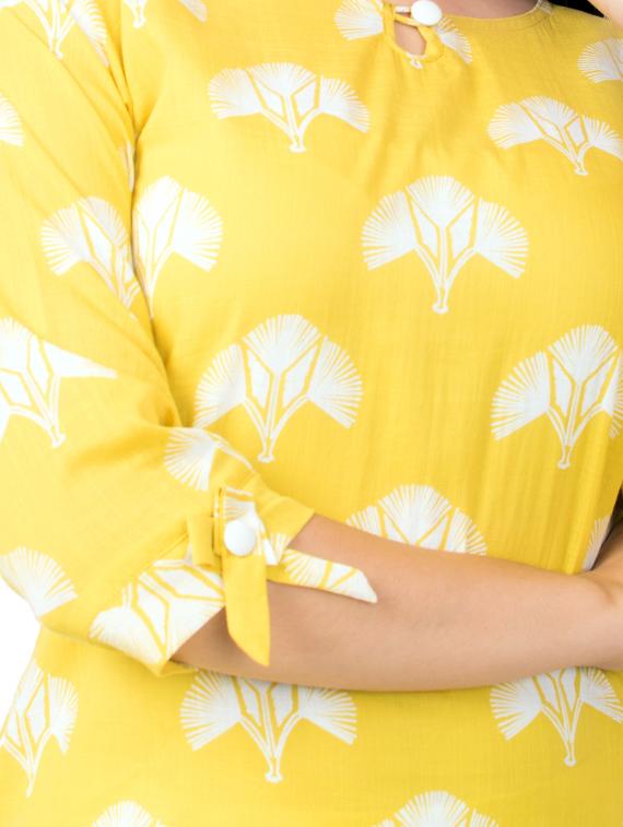 mustard printed straight kurta - 17586885 - Zoom Image - 4