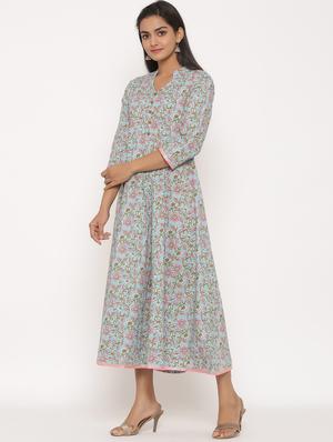 green printed anarkali kurta - 17586899 - Standard Image - 2