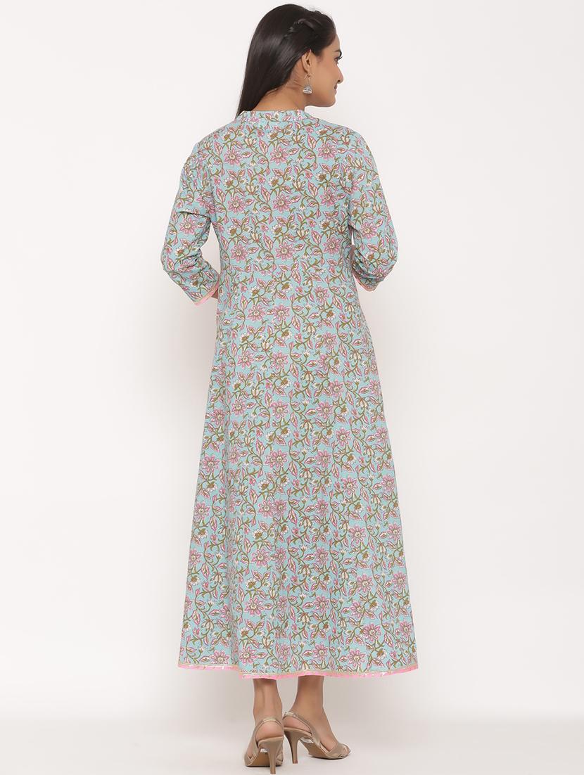green printed anarkali kurta - 17586899 - Zoom Image - 3