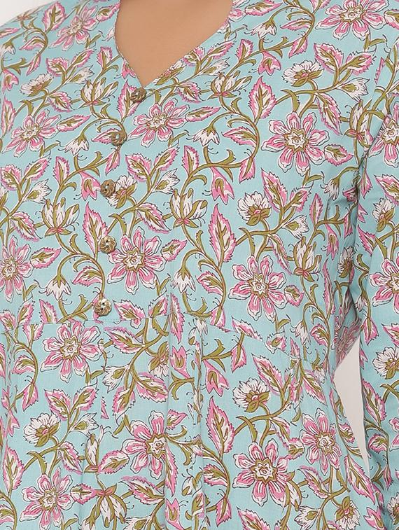 green printed anarkali kurta - 17586899 - Zoom Image - 4