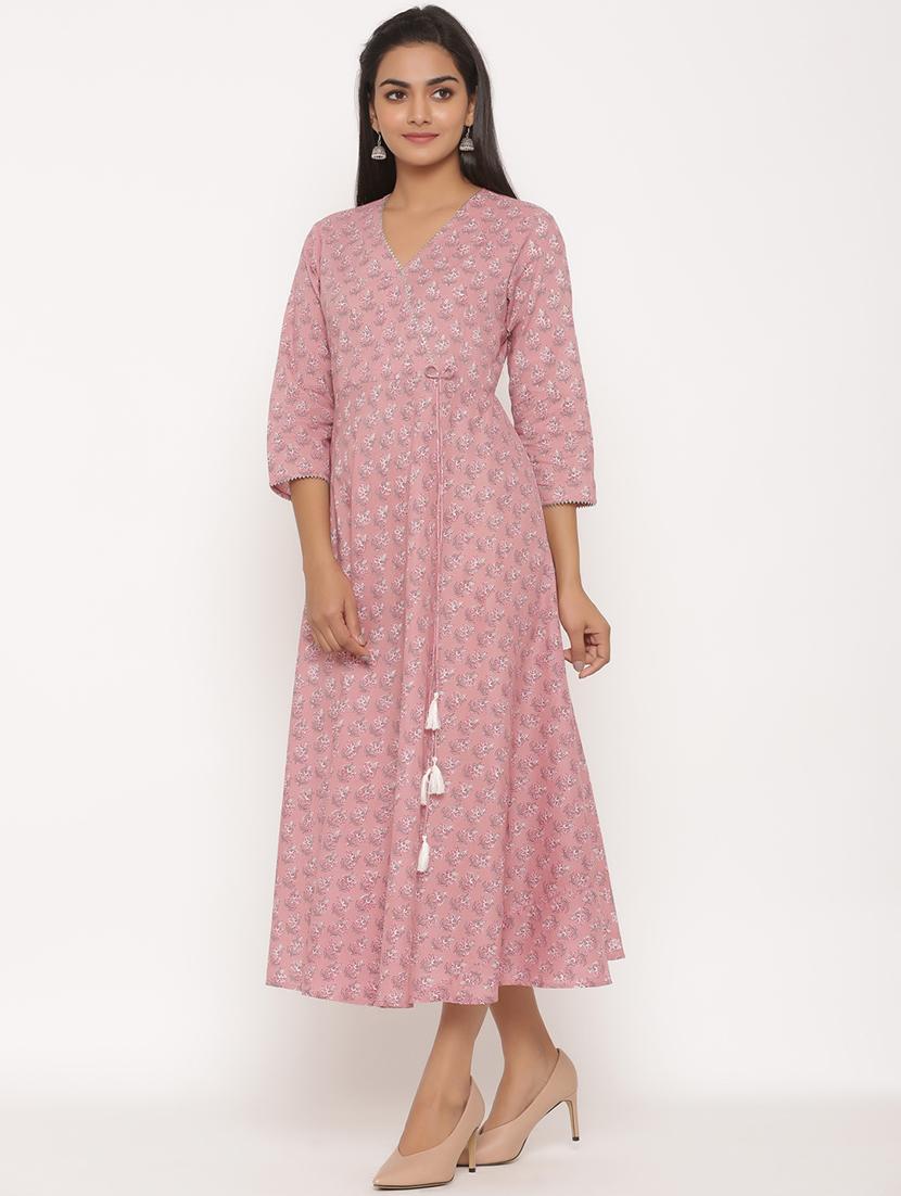 pink printed anarkali kurta - 17586902 - Zoom Image - 2