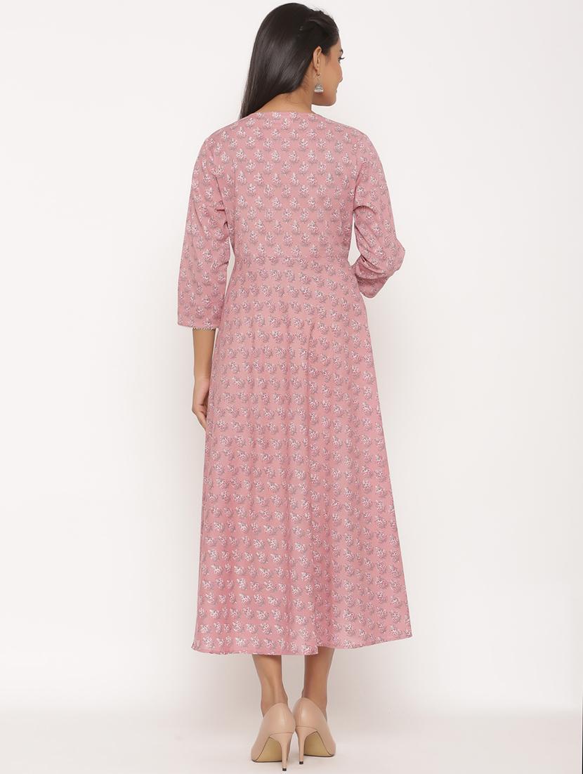 pink printed anarkali kurta - 17586902 - Zoom Image - 3
