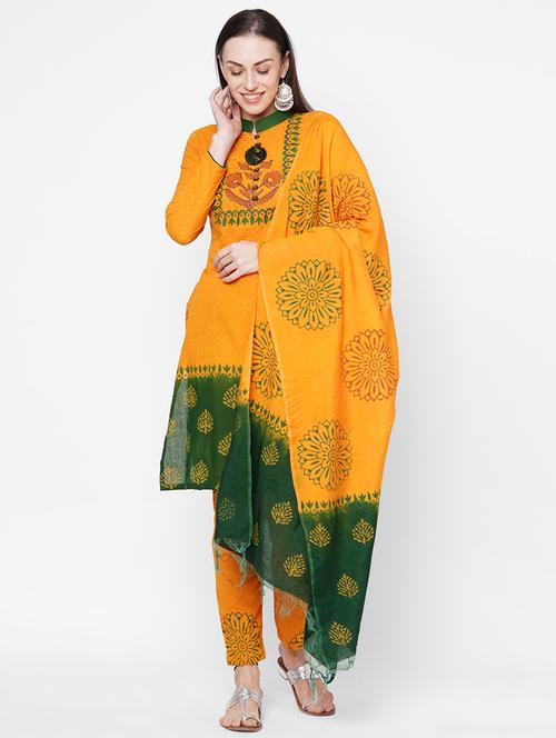 multi colored cotton salwar suit unstitched - 17587057 - Standard Image - 1