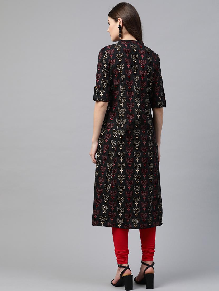 blue printed a-line kurta - 17587396 - Zoom Image - 3