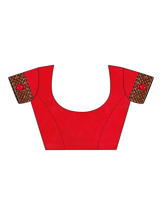 lace bordered embroidered saree with blouse - 17587433 - Zoom Image - 4