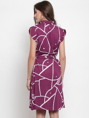 tie front printed a-line dress - 17588197 - Standard Image - 3
