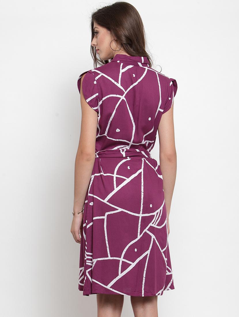 tie front printed a-line dress - 17588197 - Zoom Image - 3