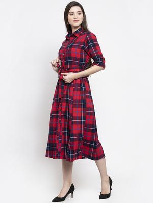 red cotton aline dress - 17588210 - Standard Image - 2