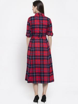 red cotton aline dress - 17588210 - Standard Image - 3