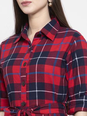 red cotton aline dress - 17588210 - Standard Image - 4