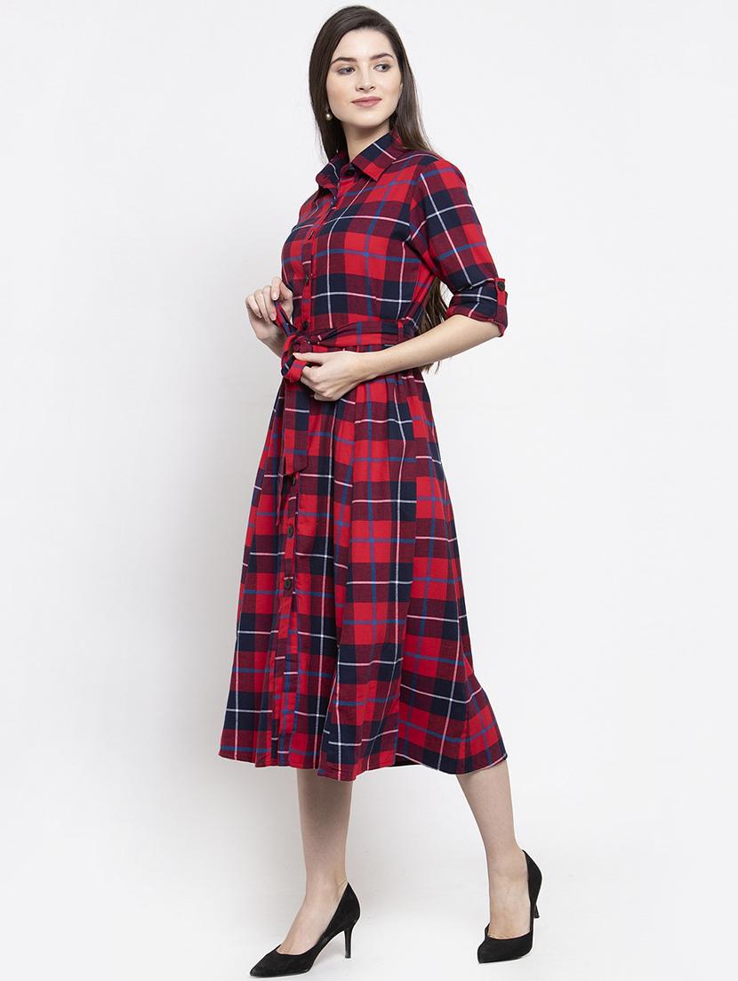 red cotton aline dress - 17588210 - Zoom Image - 2