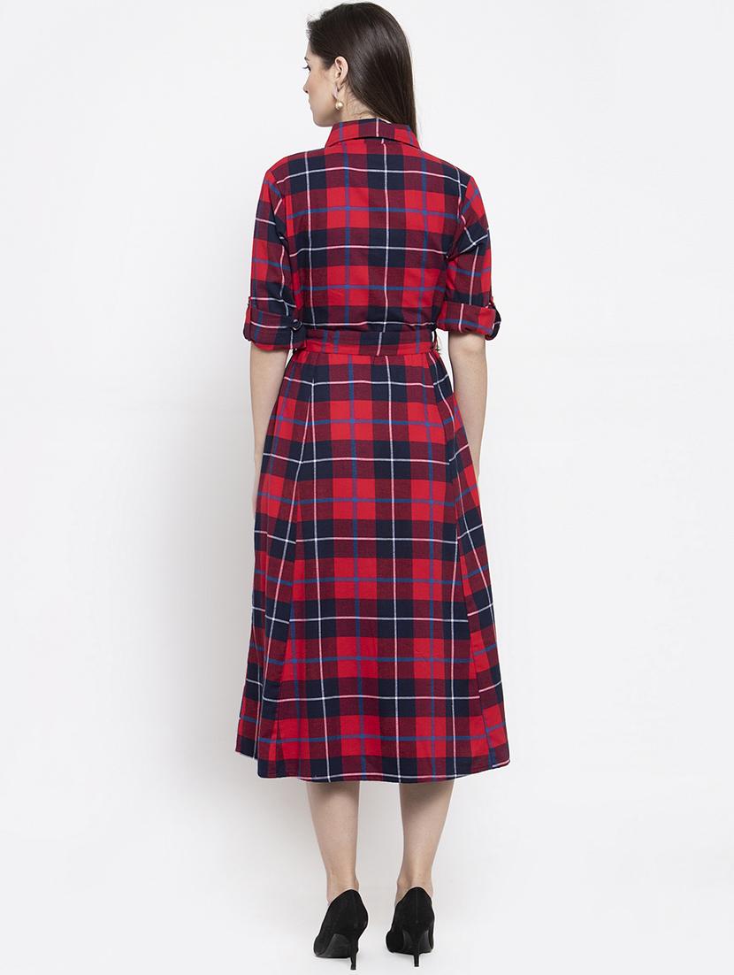 red cotton aline dress - 17588210 - Zoom Image - 3