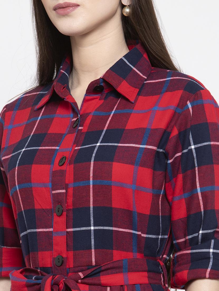 red cotton aline dress - 17588210 - Zoom Image - 4