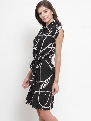 tie front printed dress - 17588225 - Standard Image - 2