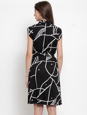 tie front printed dress - 17588225 - Standard Image - 3