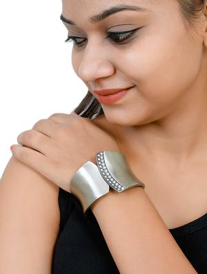 silver brass bangle bracelet - 17588249 - Standard Image - 4