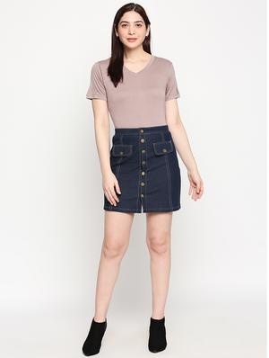 high rise denim skirt - 17588286 - Standard Image - 4