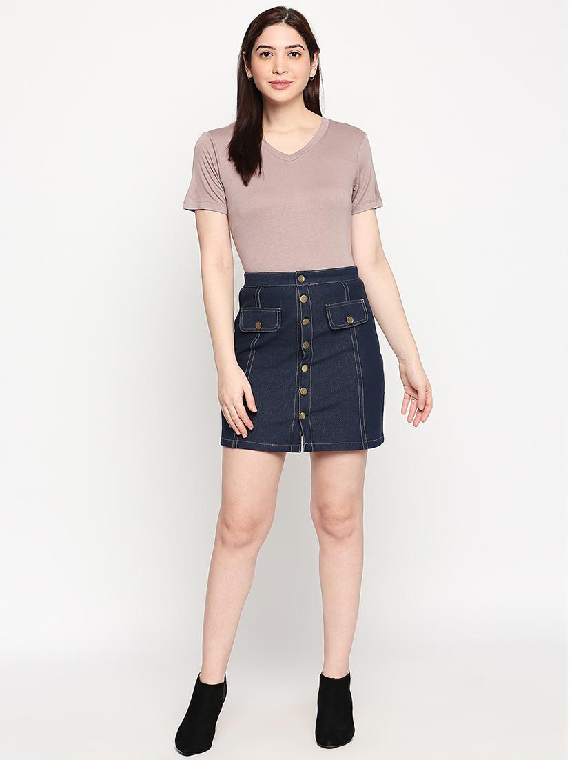 high rise denim skirt - 17588286 - Zoom Image - 4