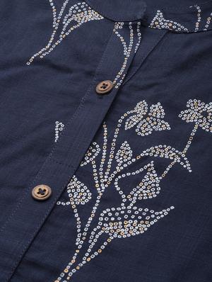 blue printed straight kurta - 17588654 - Standard Image - 6