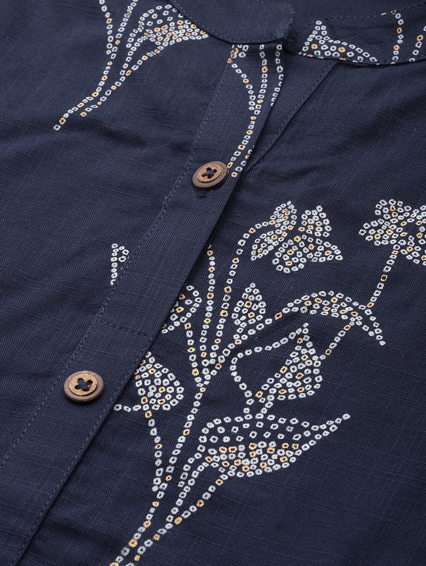 blue printed straight kurta - 17588654 - Zoom Image - 6