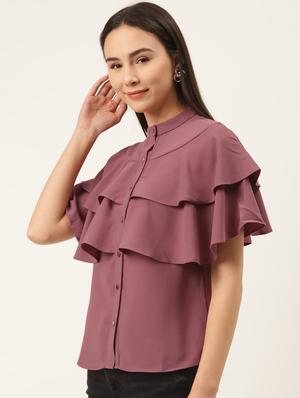 mandarin neck layered top - 17589397 - Standard Image - 2