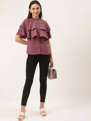 mandarin neck layered top - 17589397 - Standard Image - 4