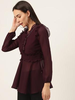 frill detail peplum top - 17589402 - Standard Image - 2