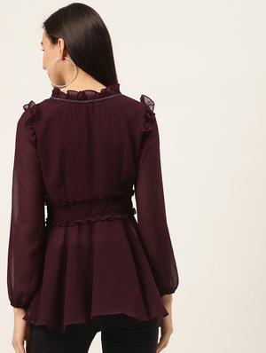 frill detail peplum top - 17589402 - Standard Image - 3