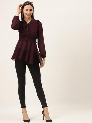 frill detail peplum top - 17589402 - Standard Image - 4