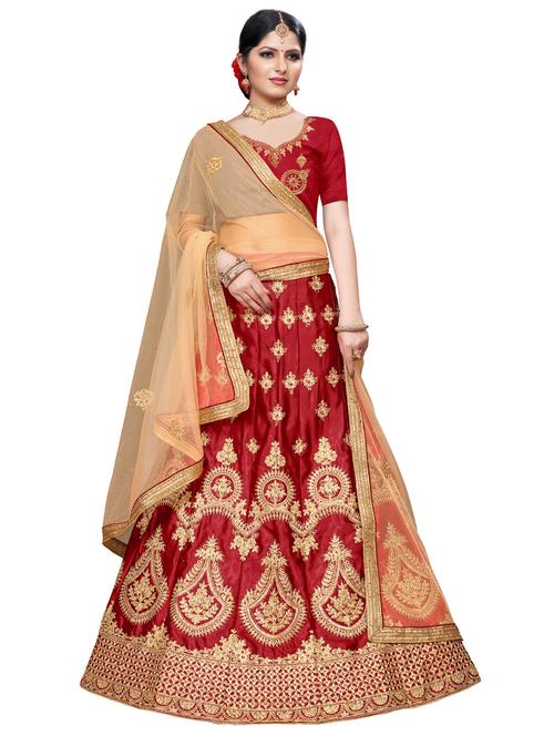 maroon art silk aline lehenga - 17590204 - Standard Image - 1