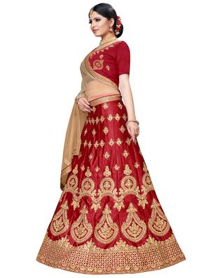 maroon art silk aline lehenga - 17590204 - Standard Image - 2