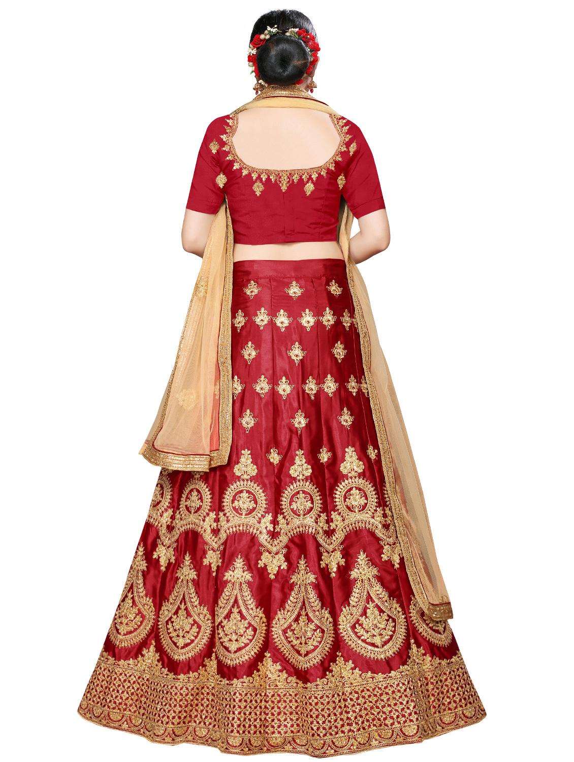 maroon art silk aline lehenga - 17590204 - Zoom Image - 3