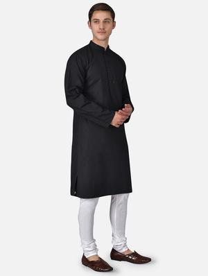 black solid long kurta - 17590257 - Standard Image - 2