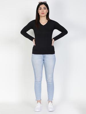 v-neck solid tee - 17590322 - Standard Image - 4