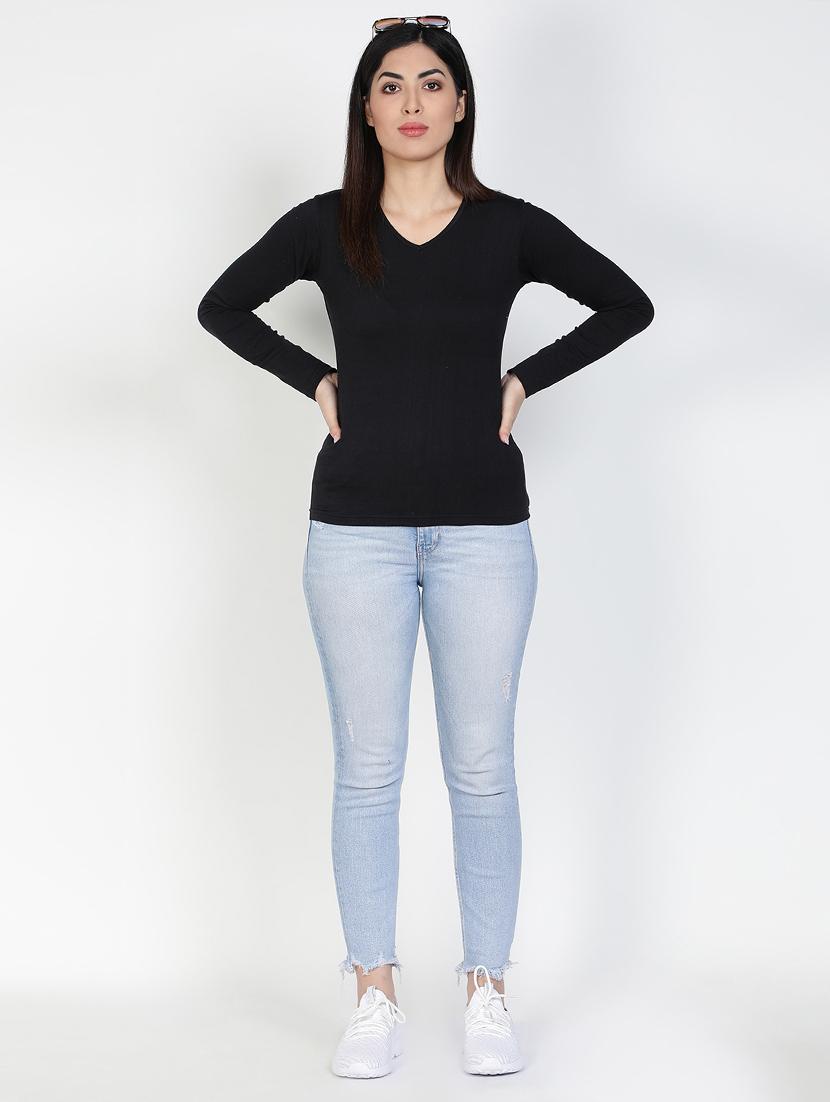 v-neck solid tee - 17590322 - Zoom Image - 4