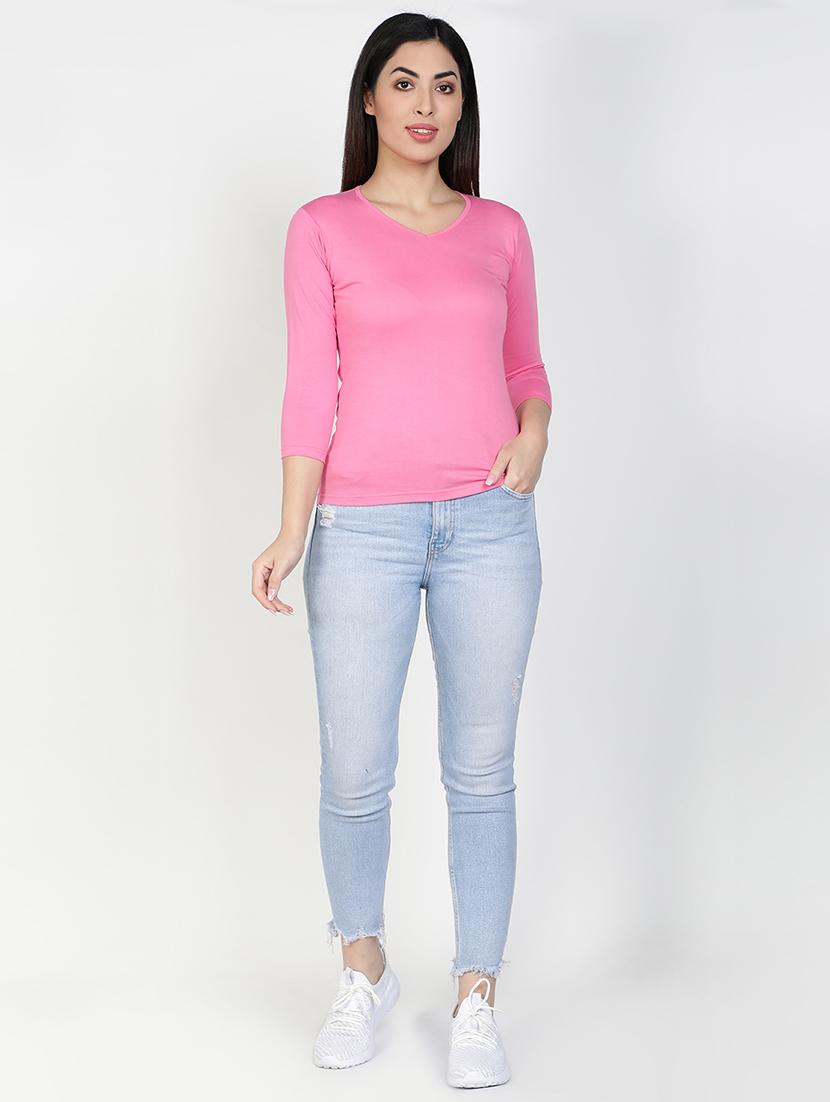 v-neck solid tee - 17590324 - Zoom Image - 4